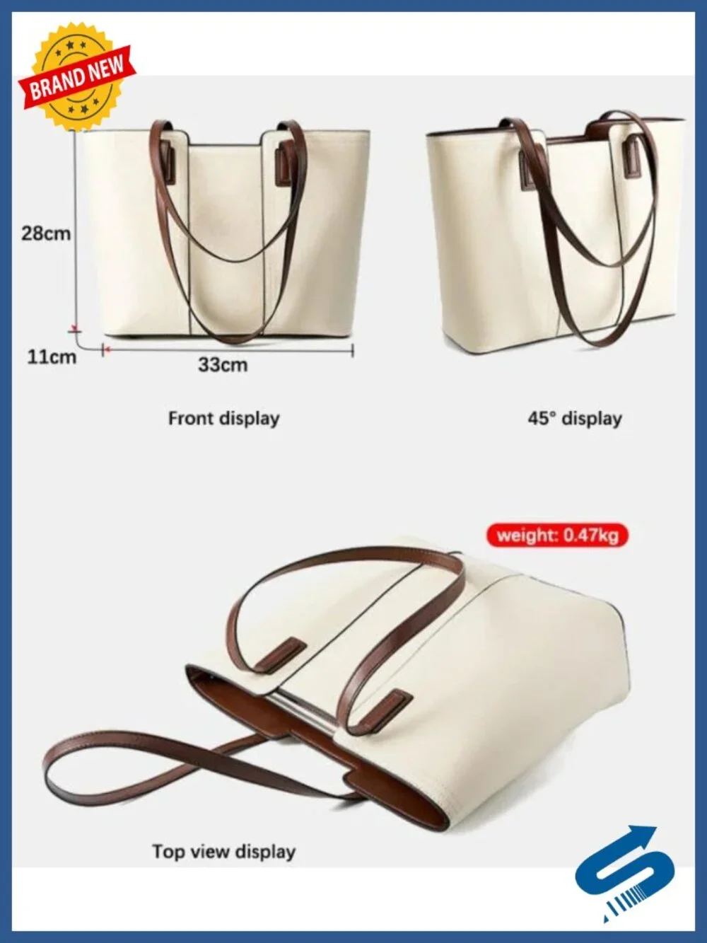Genuine Leather Tote Handbag Large Capacity Laptop Pocketbook Purse